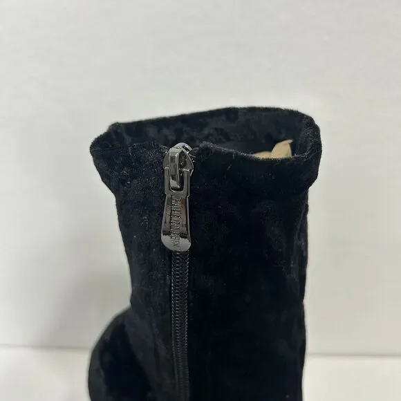 Cape Robbin Velvet Mid Calf Booties Block Heel Boots Black Womens 7 - Picture 4 of 9
